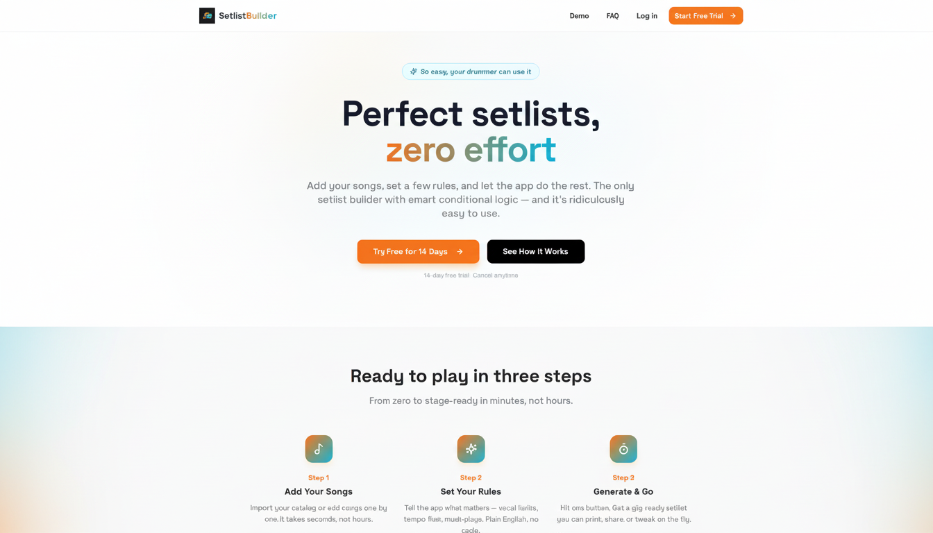 SetlistBuilder.ai — AI-powered setlist builder for bands